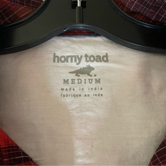 Toad & Co Horny Toad Organic Cotton M Red Plaid Long Sleeve Button Up Shirt - Picture 3 of 10